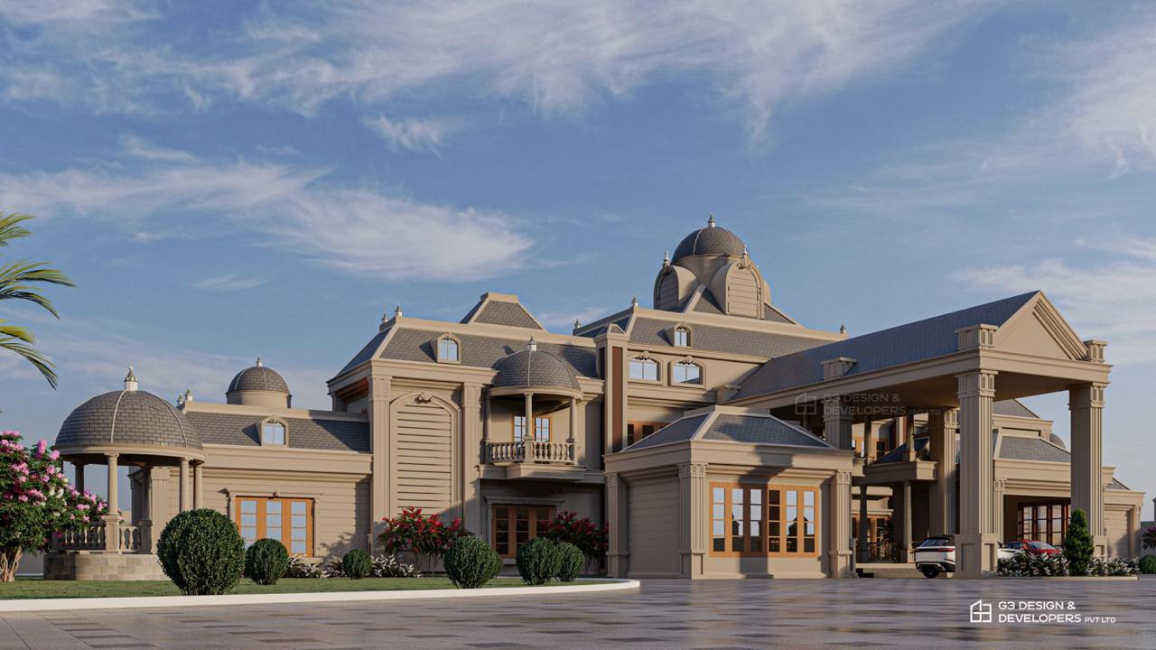 Luxury villa elevation design in Calicut, Kerala