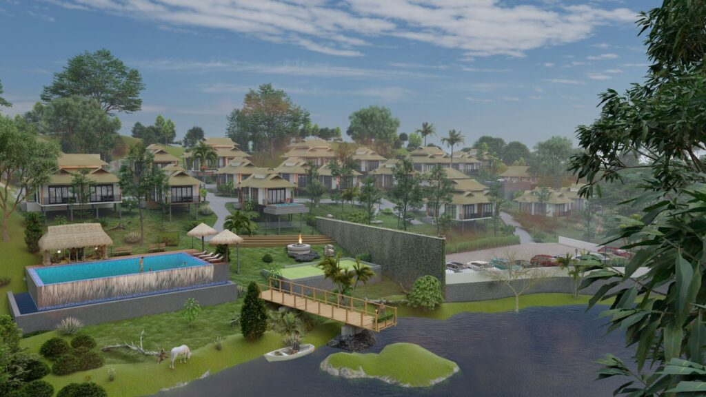 3D exterior design of commercial office building in Calicut by G3 Designs